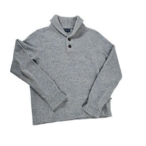 Faconnable Mens Shawl Collar Sweater Light Blue Heathered Lambswool Blend Size M